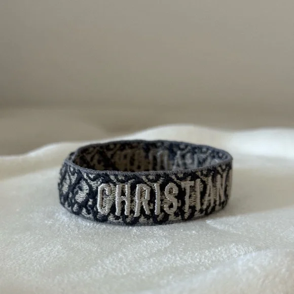Dior Blue and Gray Bracelet - Navy Blue Dior Oblique Cotton - Picture 3 of 4